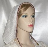 Extra Small Tan Creme Design Cotton Tiechel Scarf Headcovering