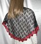 Black Chenilly Lace Red Venise Trimmed Shabbat Shawl