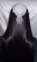Ivory Chenille Pearl Applique Kippah