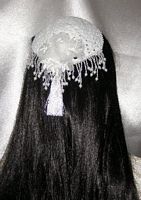 White Chenille Kippah White Floral Bouquet Bridal Trim