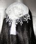 White Chenille Kippah White Cascading Beaded Bridal Headcovering