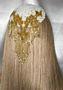 Ivory Chenille Fancy Sequin Beaded Gold Applique Kippah