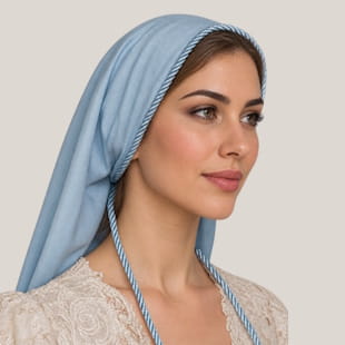 Light Blue Batiste Tiechel Scarf Headcoverings
