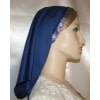 Navy Batiste Jacquard Band Tiechel Head Covering