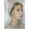 White Batiste Jacquard Band Tiechel Scarf Headcovering