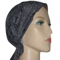 Gray Black Floral Headband Scarf