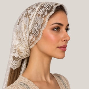ivory lace kerchief scarf