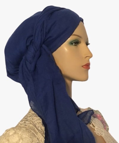 Cotton Royal Blue Mitpachat Tichel