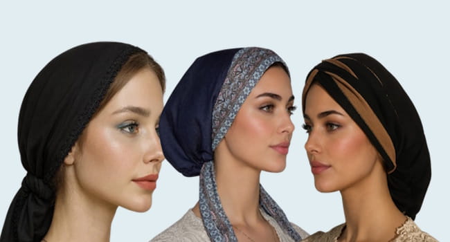 Headcovers for women. Perfect for religious and modest wear or those experiencing hair loss. Hair Snoods