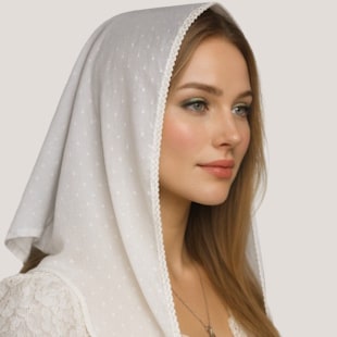 White Swiss Dot Design Cotton Scarf