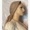 Tan & Creme Cotton Scarf Creme Tan Cotton Hair Covering