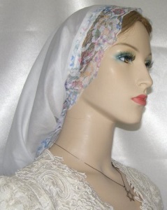White Batiste Snood - Pastel Lace Ties Headcovering