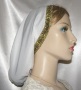 White Poly Blend Jacquard Band Snood Headcoverings