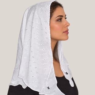 White Eyelet Cotton Scarf