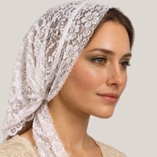 white lace kerchief scarf