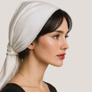 White Cotton Tone-on-Tone Design Scarf