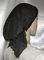 black white stitch mitpachat snood head covering