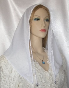 White Poly Sheer Tichel Head Covering White Poly Sheer Tichel Headcovering