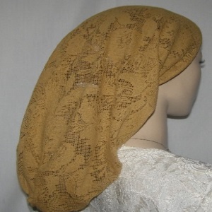 Gold Crochet Snood Head Covering