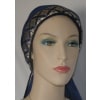 Gold and Navy Jacquard Ribbon Scarf Tichel