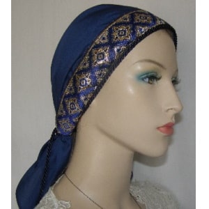 Gold Navy Jacquard Band Tichel