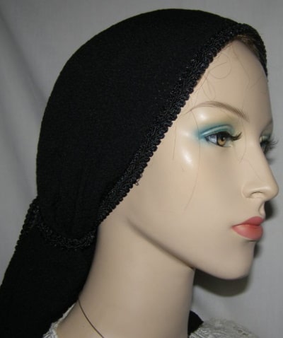 Black Solid Polyester Tichel Black Solid Polyester Tiechel Headcovering