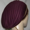 Wine Pleated Corded Turban Snood