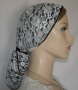Black Lined White Floral Lace Snoods