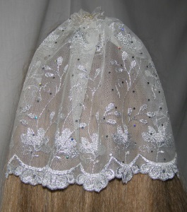 Ivory & Silver Embroidery Organza Bar Mitzvah / Bat Mitzvah Headcovering