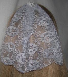 Gray Silver Floral Lace Bar Mitzvah / Bat Mitzvah Headcovering