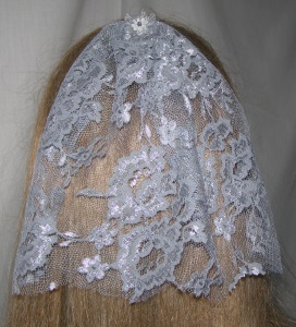 Gray & Silver threaded lace Bar Mitzvah / Bat Mitzvah Headcovering