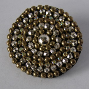 Round Gold Amber Beaded Tichel Pin