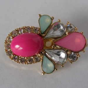 Pink Opal Look Beaded Tichel Pin
