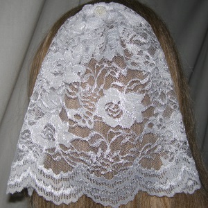White Satin Stitch Lace Head Covering