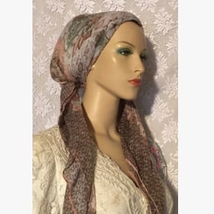 Cotton Square Scarf Peach Mauve Cream Taupe Square Mitpachat