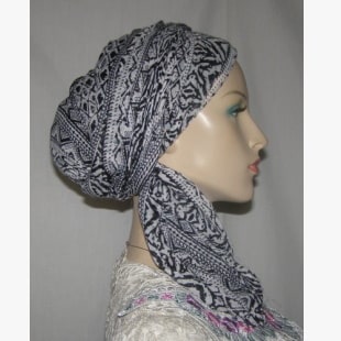 Black White Designed Rectangle Shape Scarf Black White Voile Cotton Mitpachat