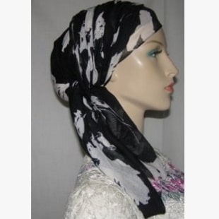 Black White Floral Rectangle Shape Scarf Black White Floral Cotton Mitpachat