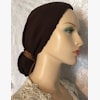 Brown Gauze Cotton Snood with Drawstring Ties