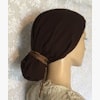 Brown Gauze Cotton Snood with Drawstring Ties - Comfort for Hair Loss