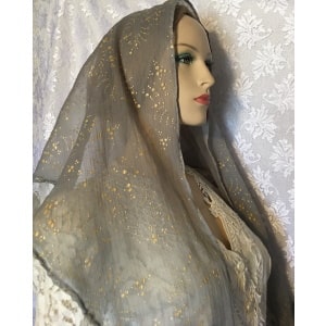 Sheer Polyester Gold Gray Mitpachat Scarf