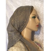 Gray Gold Polyester Sheer Scarf